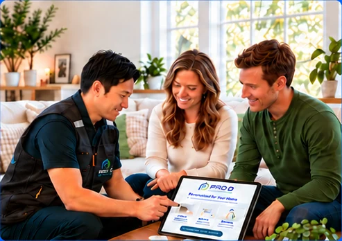 A ProD advisor discussing a home plan with homeowners