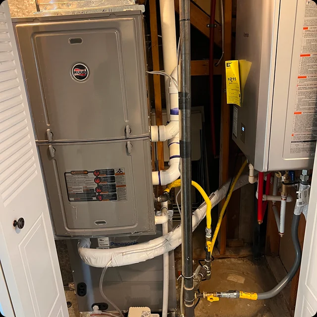 Furnace and water-heating equipment in the Richmond family home project
